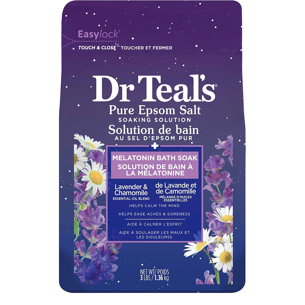 Pure Epsom Salt Soak, Sleep Blend with Melatonin, Lavender & Chamomile Essential Oils