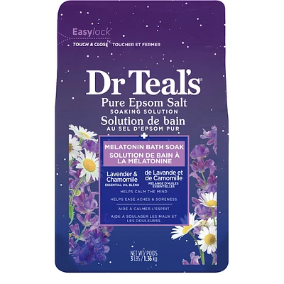 Pure Epsom Salt Soak, Sleep Blend with Melatonin,  Lavender & Chamomile Essential Oils