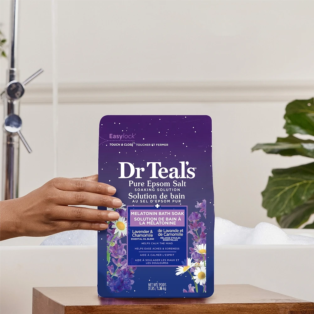 Pure Epsom Salt Soak, Sleep Blend with Melatonin,  Lavender & Chamomile Essential Oils