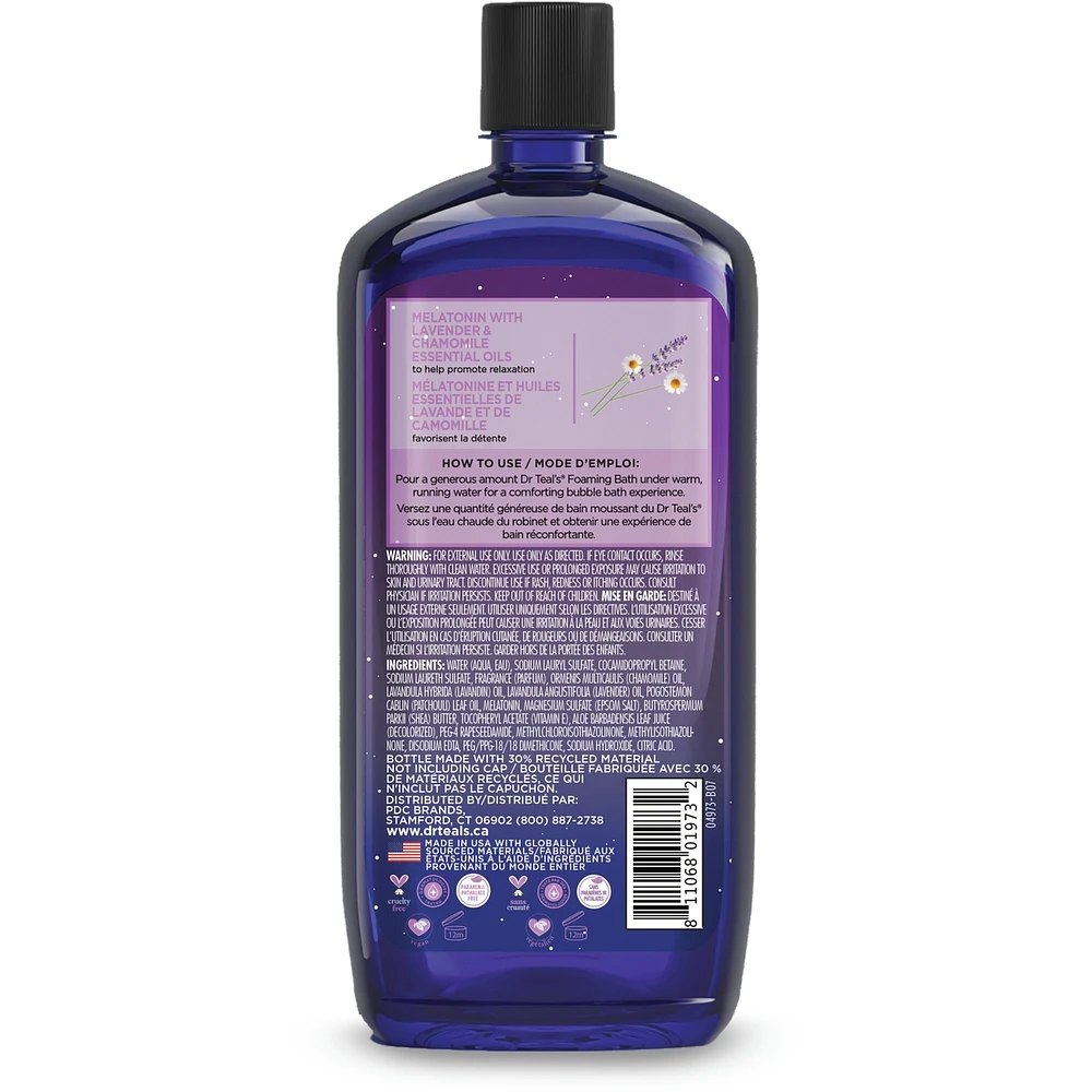 Foaming Bath with Pure Epsom Salt, Melatonin Bath,  Lavender & Chamomile Essential Oil Blend