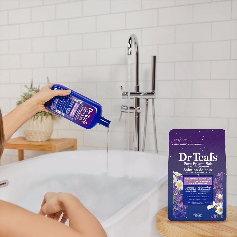 Foaming Bath with Pure Epsom Salt, Melatonin Bath,  Lavender & Chamomile Essential Oil Blend