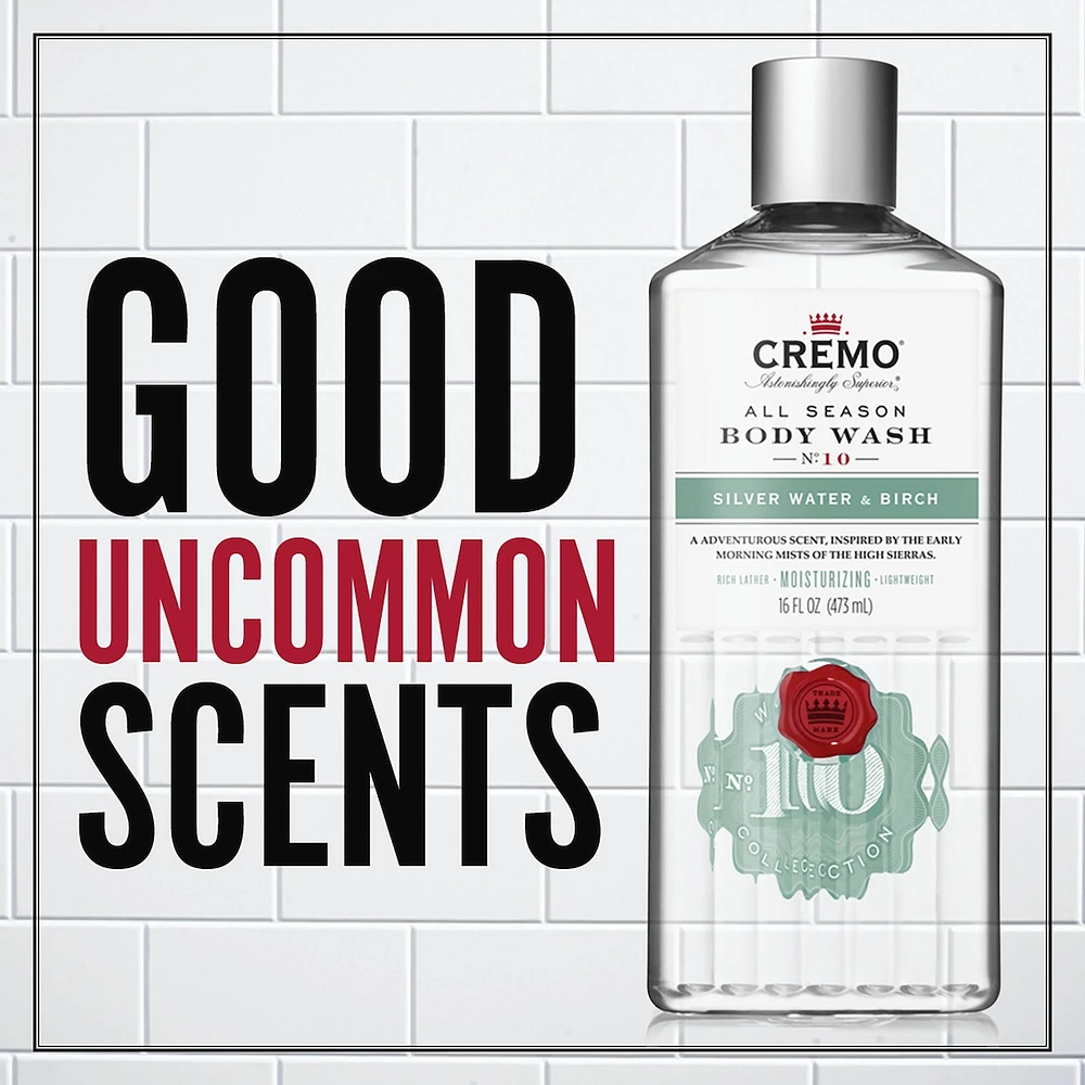 Cremo Silver Water & Birch Revitalizing Body Wash for Men, 473 mL