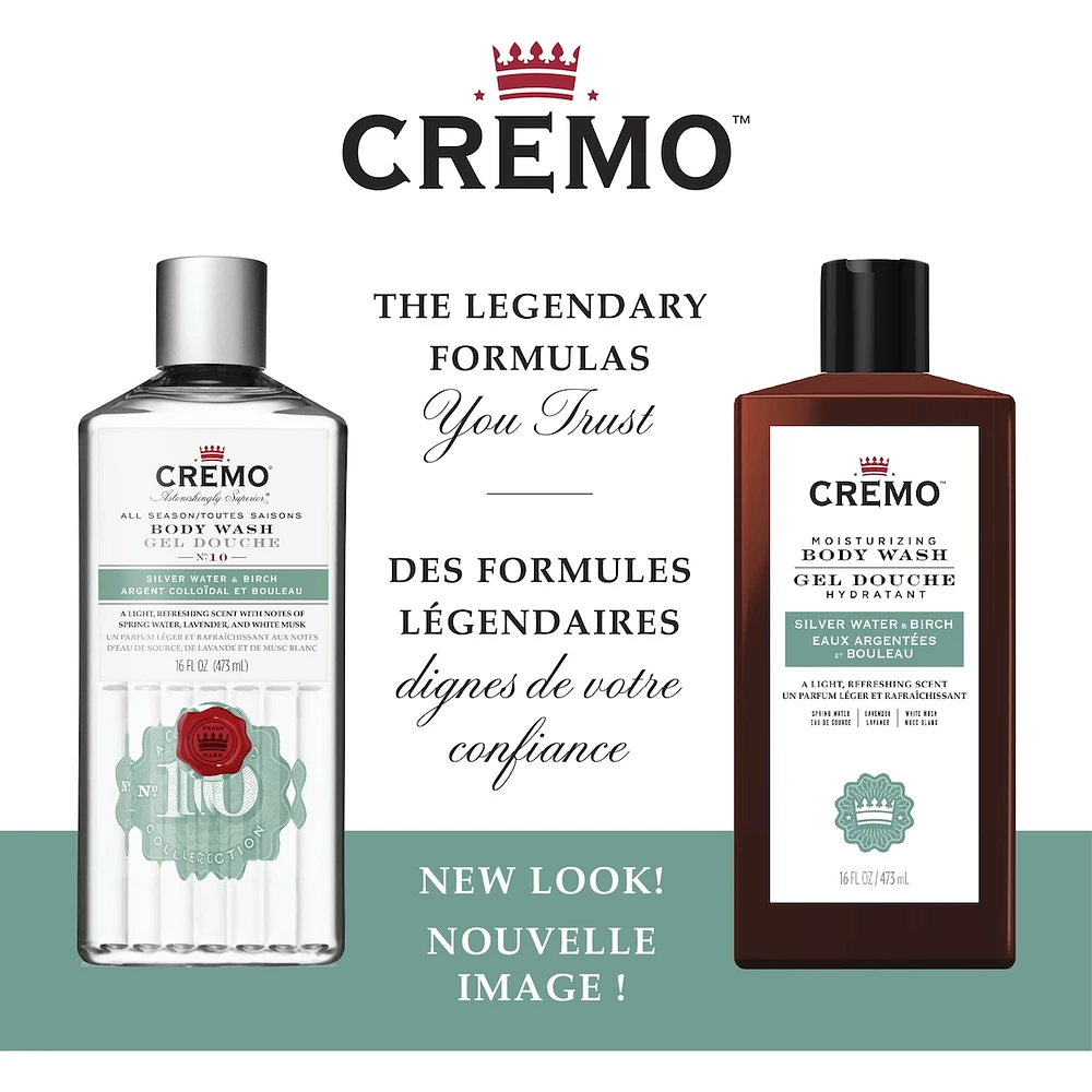 Cremo Silver Water & Birch Revitalizing Body Wash for Men, 473 mL