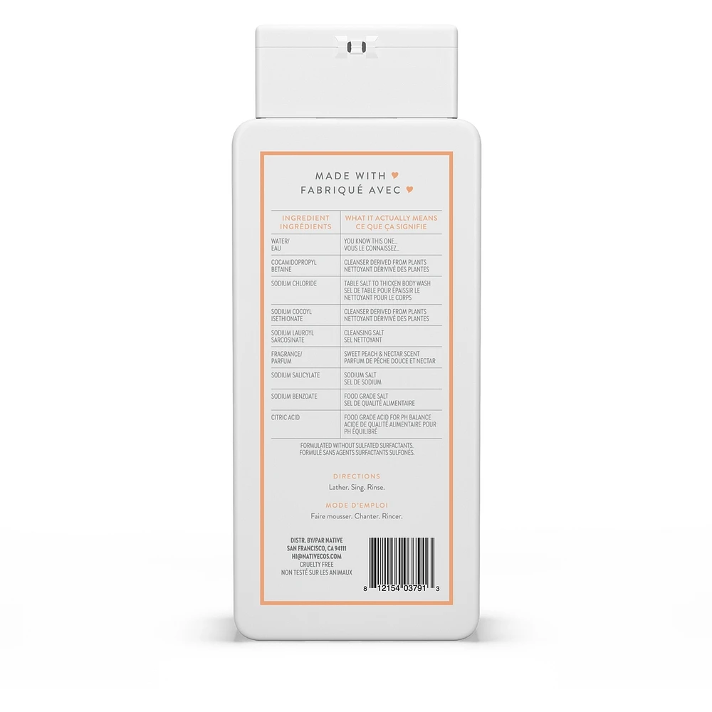 Natural Body Wash, Sweet Peach & Nectar, Sulfate Free, Paraben Free