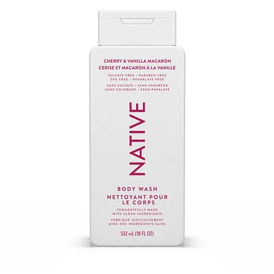 Natural Body Wash, Cherry Vanilla & Macaron, Sulfate Free, Paraben Free