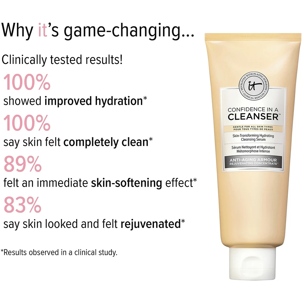 Cleanser infused with Hydrating Serum, Confidence in a Cleanser, soap-free