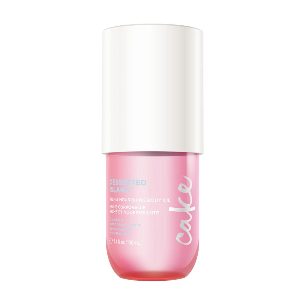 Cake Beauty Body Oil, Desserted Island - Rich & Nourishing Body Oil - Sunny & Sweet Scent - 3.4 Fl Oz / 100 mL