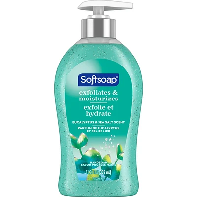 Softsoap Therapy Cooling Eucalyptus Sea Salt Scent Exfoliating Liquid Hand Soap, 11.24oz (332ml)