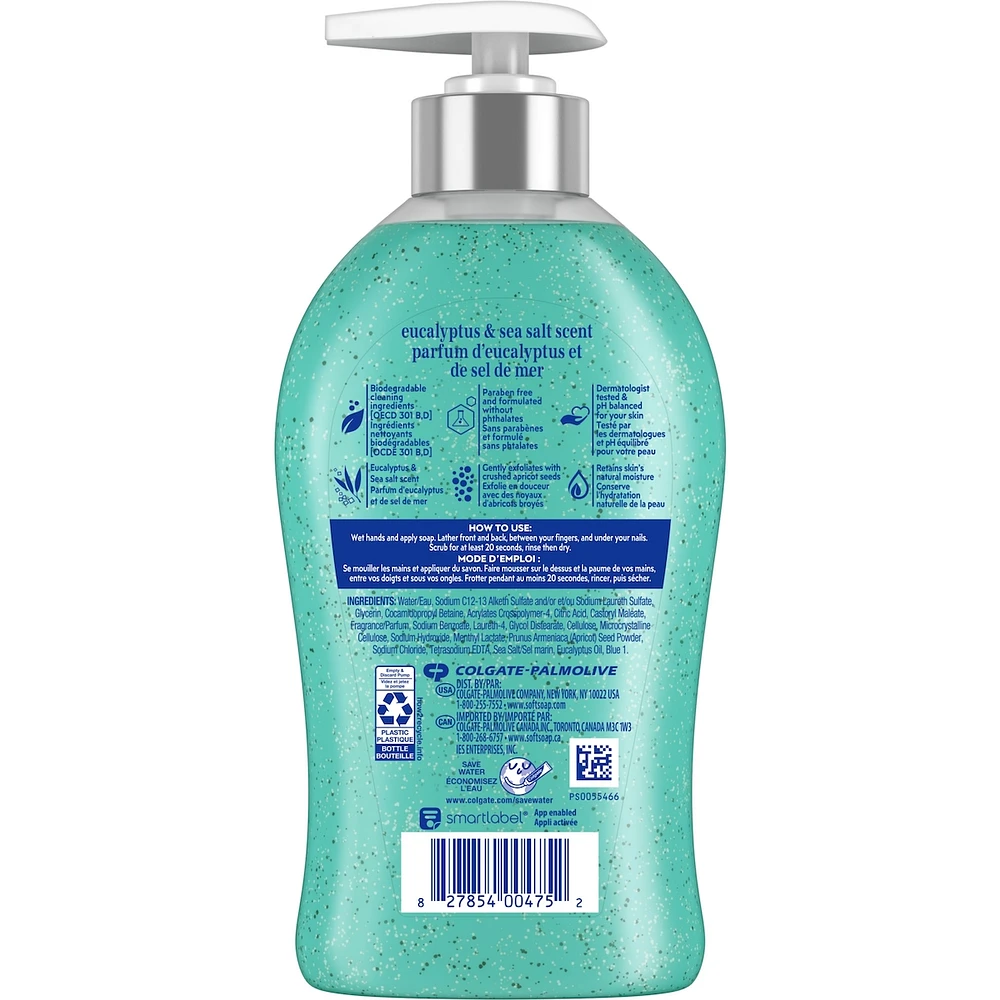 Softsoap Therapy Cooling Eucalyptus Sea Salt Scent Exfoliating Liquid Hand Soap, 11.24oz (332ml)