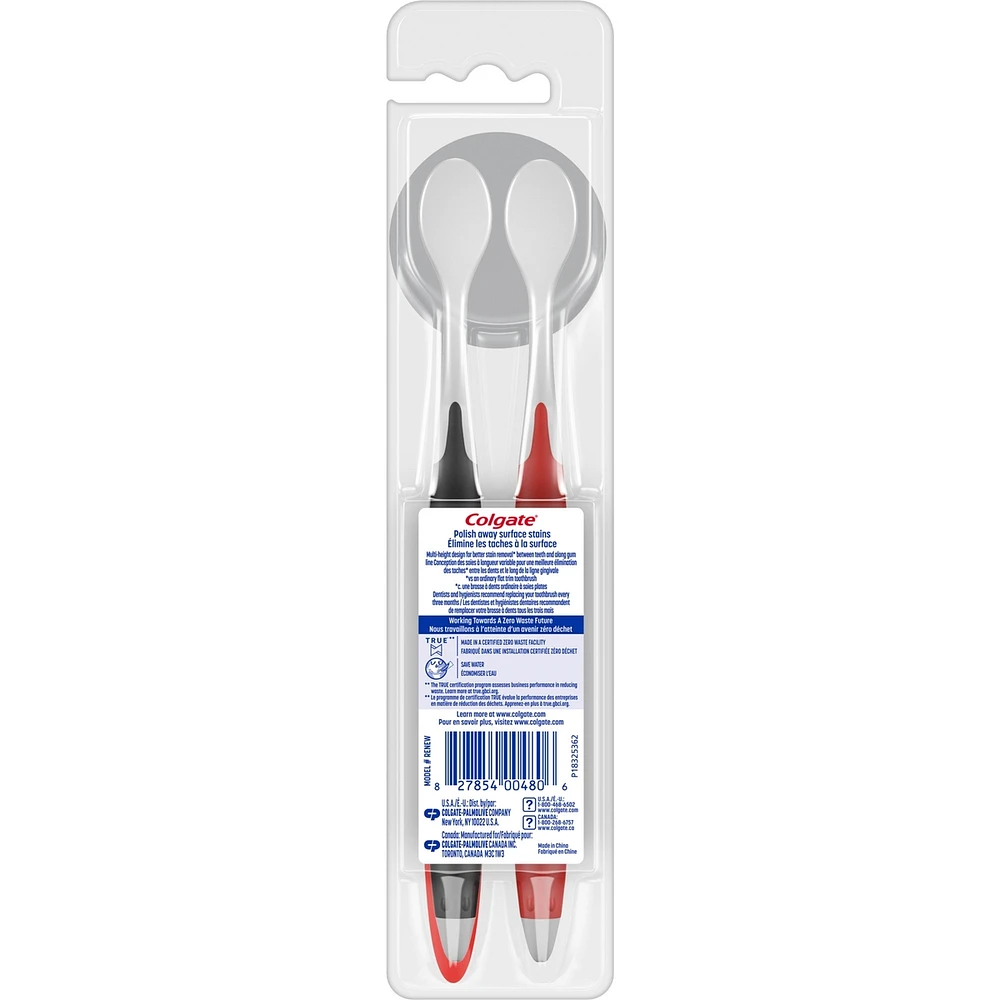 Optic White Pro Series Charcoal Manual Toothbrush for Adults- 2 Pack