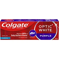 Colgate Optic White Purple Toothpaste for Teeth Whitening, Mint Paste, 90 mL