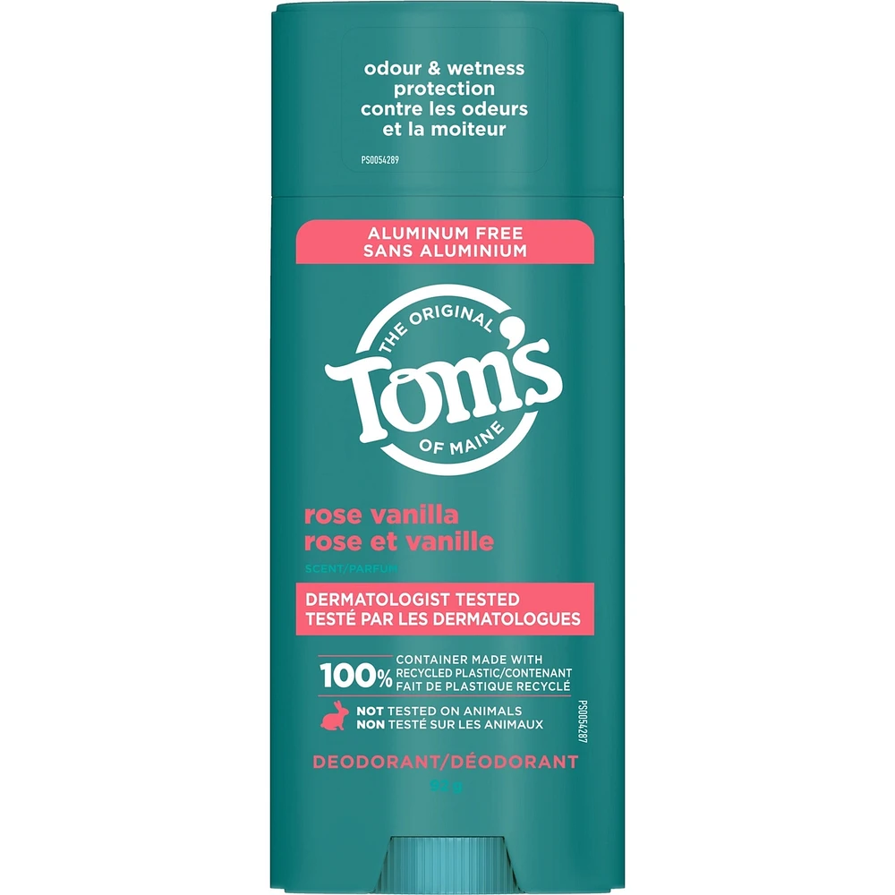 Tom’s of Maine Rose Vanilla Natural Deodorant for Women and Men, Aluminum Free, 92g