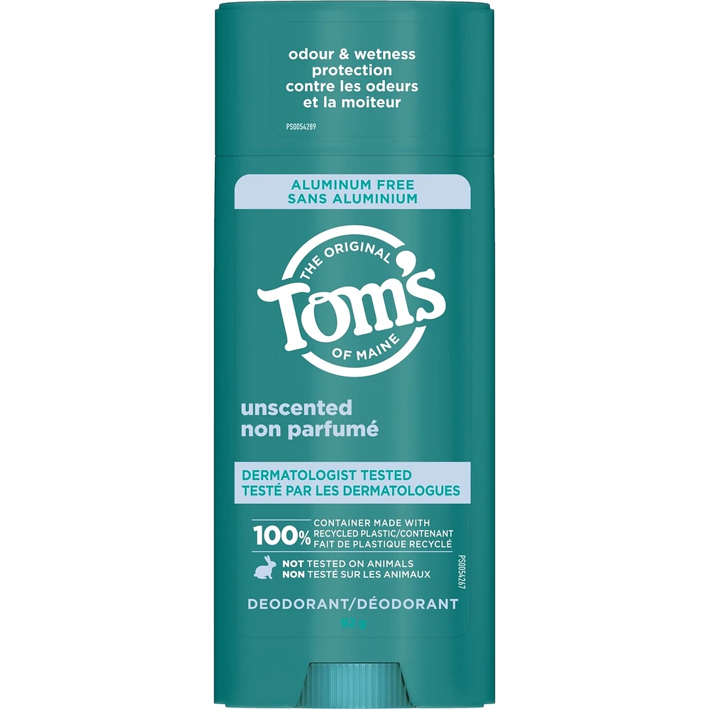 Tom’s of Maine Unscented Natural Deodorant for Women and Men, Aluminum Free, 92g