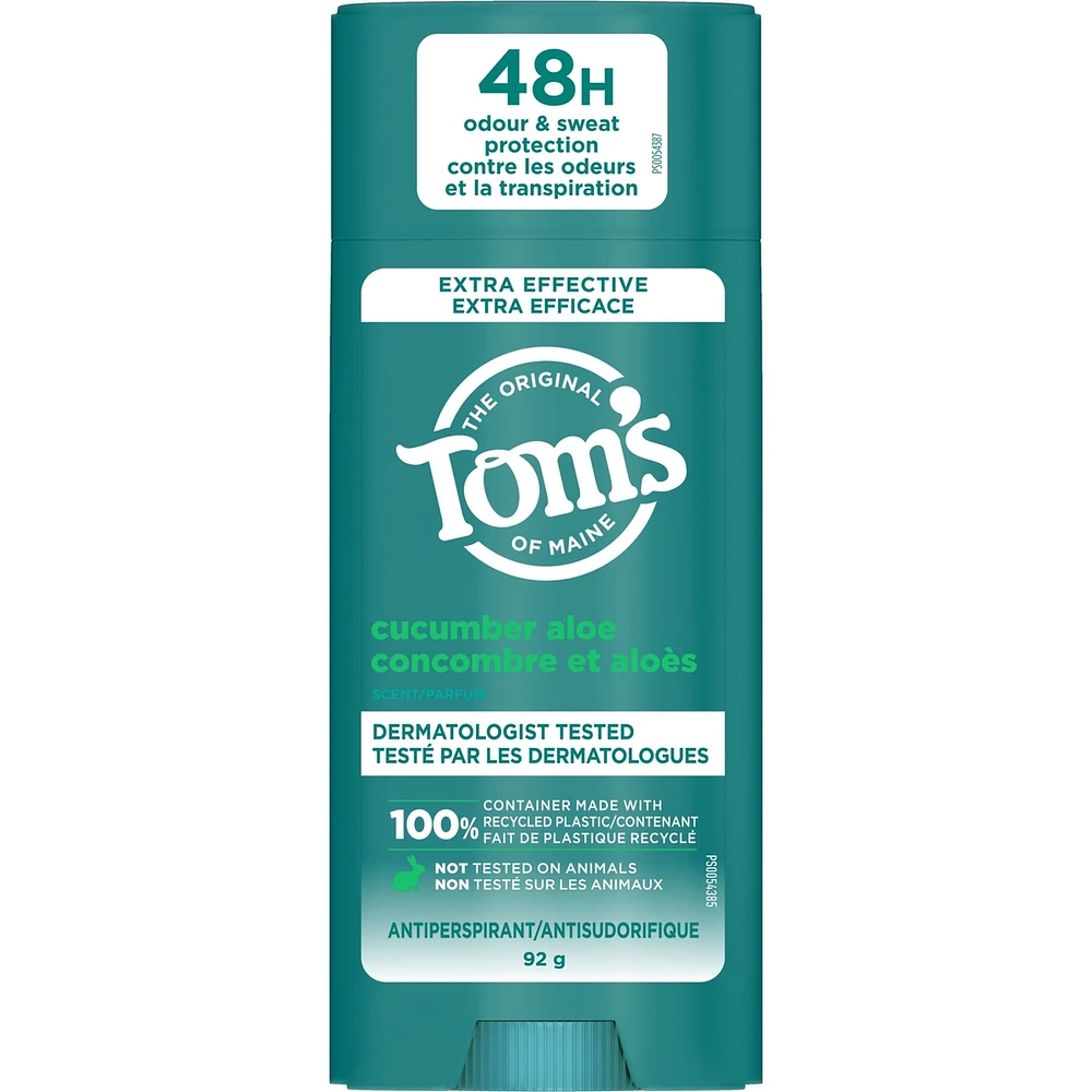 Tom’s of Maine Cucumber Aloe Antiperspirant for Women and Men, With Recycled Aluminum, 92g