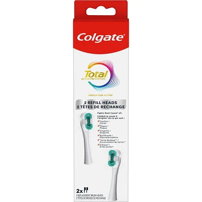 Total Battery Replacement Toothbrush Heads, White