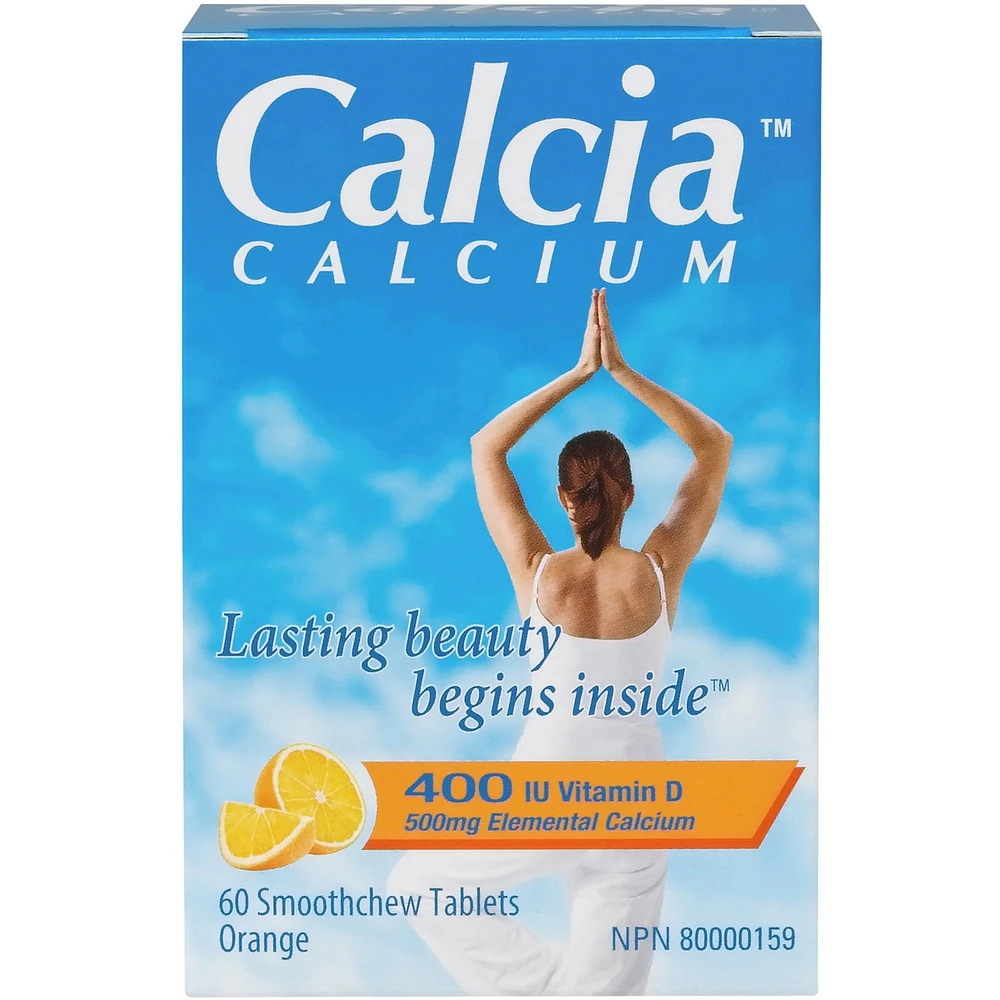 Calcia Calcium with Vitamin D 400IU 500MG orange