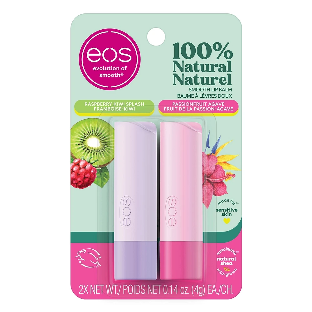 100% Smooth Lip Balm - Raspberry Kiwi Splash and Passionfruit Agave