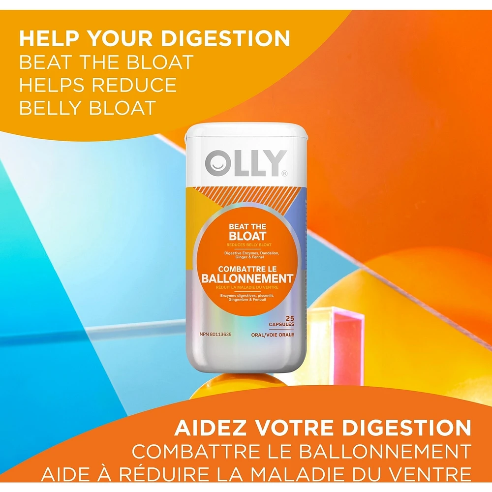 Supplement Capsules belly bloat reduction for gut health Beat the Bloat with digestive enzymes, dandelion, ginger & fennel