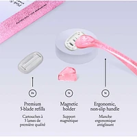 Billie Women’s Razor Kit - 1 Handle + Magnetic Holder + 2 x 5-Blade Refills - Pink Sparkle