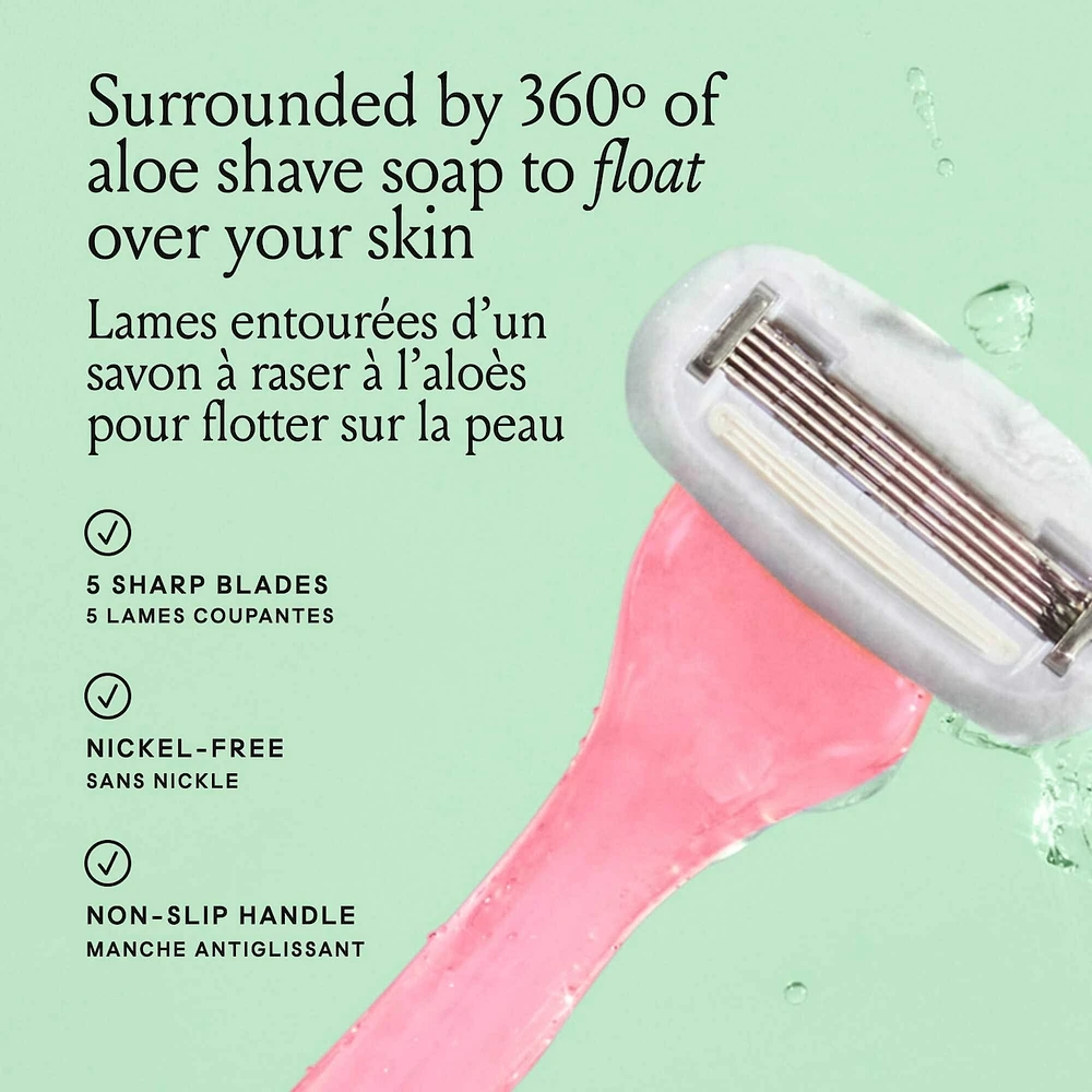 Billie Women’s Razor Kit - 1 Handle + Magnetic Holder + 2 x 5-Blade Refills - Pink Sparkle