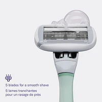 5-Blade Women's Razor - 1 Handle + 2 Blade Refills Sage