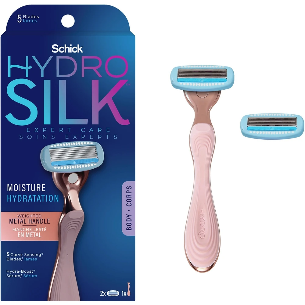 Hydro Rose Gold Metal Handle Women's Razor and 2 Refills