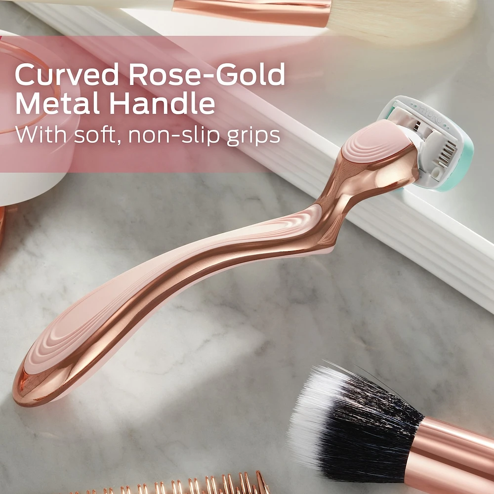 Hydro Rose Gold Metal Handle Women's Razor and 2 Refills