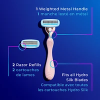Hydro Rose Gold Metal Handle Women's Razor and 2 Refills