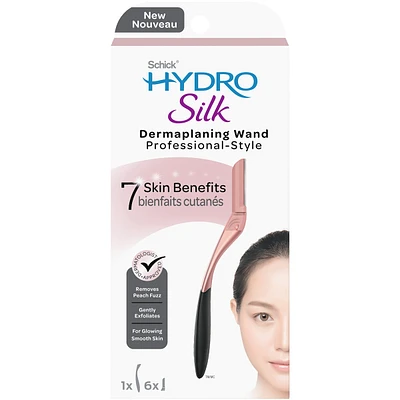 Hydro Silk Dermaplaning Wand, Professional Style, 1 Handle and 6 Refills