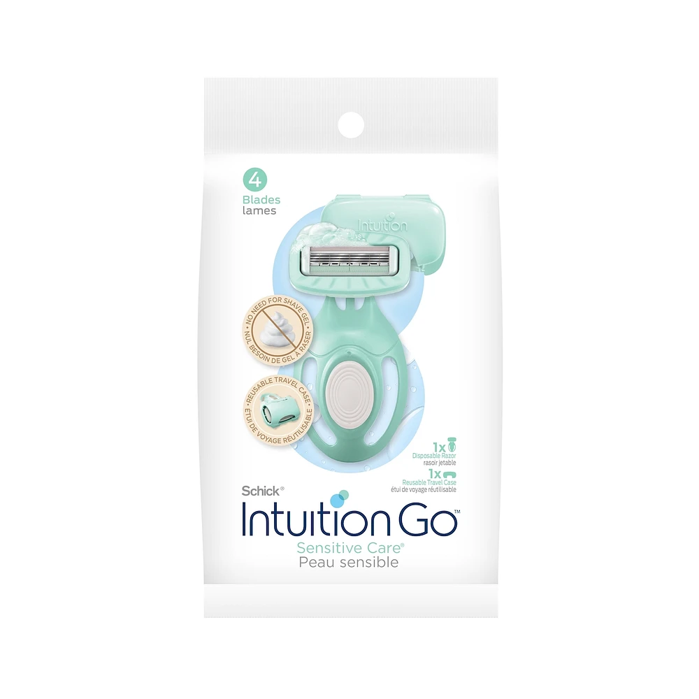 Rasoir jetable Intuition Go pour peau sensible avec étui de voyage