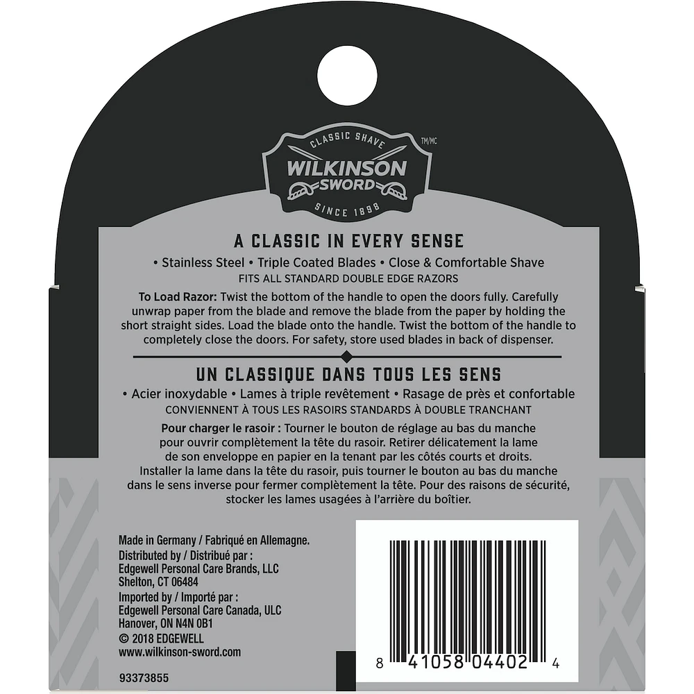 Lames classiques pour rasoir de sécurité à double tranchant de Wilkinson Sword