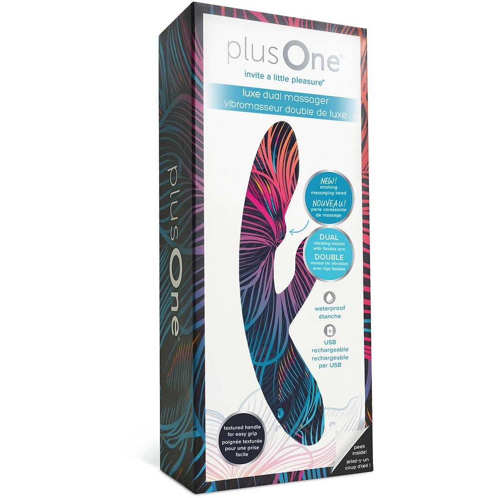 Luxe Dual Rabbit Vibrator for Women with Stroking Massage Bead - Made of Body-Safe Silicone, Fully Waterproof, USB Rechargeable - Dual Vibrating Massager with 10 Vibration Settings