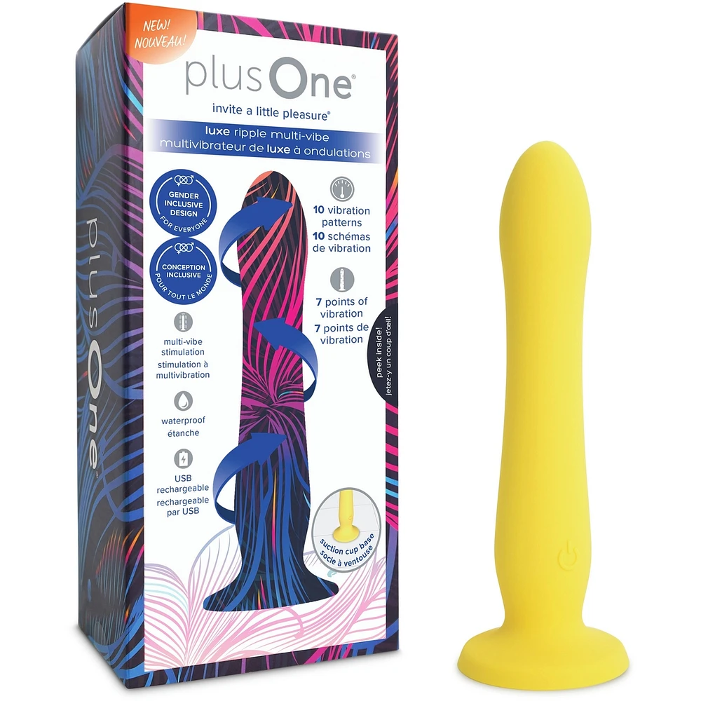 plusOne Luxe Ripple Multi Vibe – Vibrating Massager, Vibrating Dildo, 7 Vibration Modes, Rechargeable, Waterproof, Suction Cup Base, Body Safe Silicone