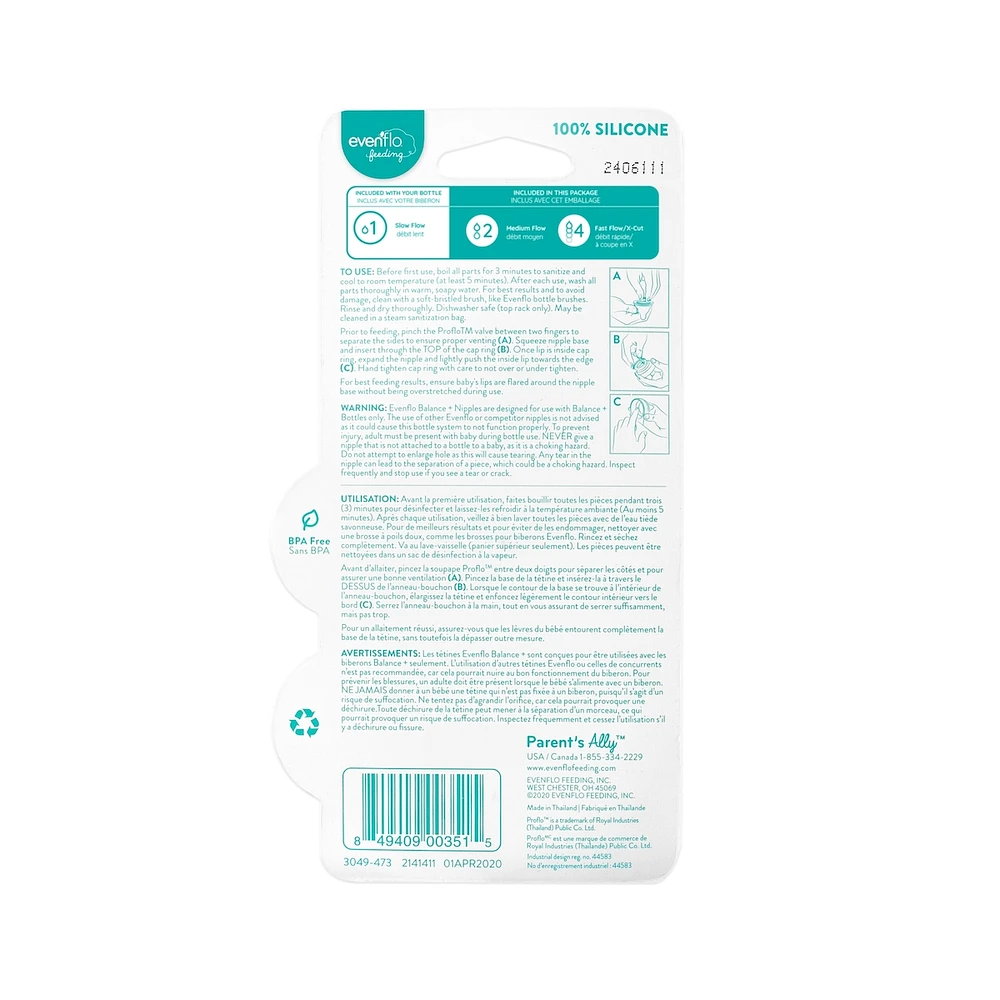 Balance+ Wide Nipples (Med/Fast) 2pk