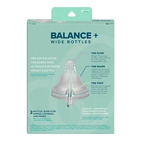 Balance+ Wide Neck Baby Bottle, 5oz, 2pk