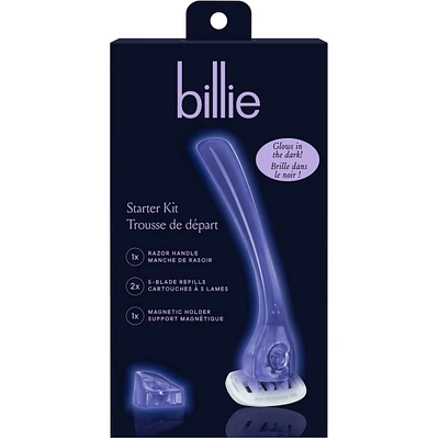 Billie Women’s Razor Kit - 1 Handle + 2 Blade Refills + Magnetic Holder - Moonbeam