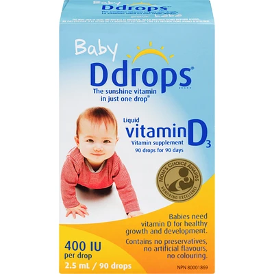Baby Ddrops 400 IU Vitamin D3, 90 drops