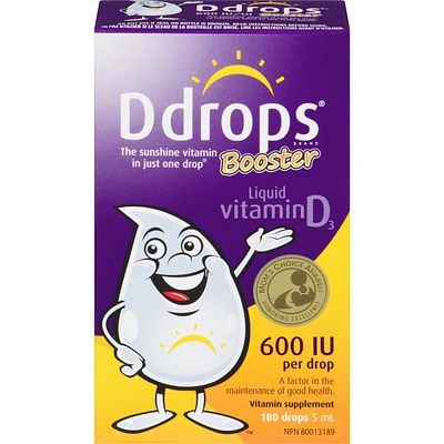 Ddrops Booster 600 IU Vitamin D3, 180 drops