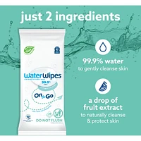 Plastic-Free On The Go Wipes, 99.9% Water Based Wipes, Unscented & Hypoallergenic for Sensitive Skin, Packaging May Vary