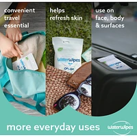 Plastic-Free On The Go Wipes, 99.9% Water Based Wipes, Unscented & Hypoallergenic for Sensitive Skin, Packaging May Vary