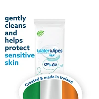 Plastic-Free On The Go Wipes, 99.9% Water Based Wipes, Unscented & Hypoallergenic for Sensitive Skin, Packaging May Vary