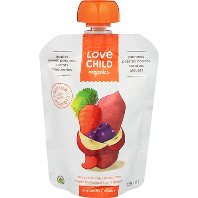 Superblends: apples, sweet potatoes, carrots + blueberries
