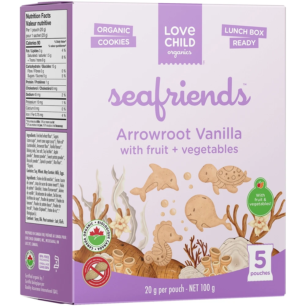 Seafriends Arrowroot Vanilla Cookies Snack Pack