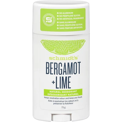 Schmidt's  Désodorisant d'Origine Naturelle 48 heures de protection bergamot & lime désodorisant pour homme et femme 75 g