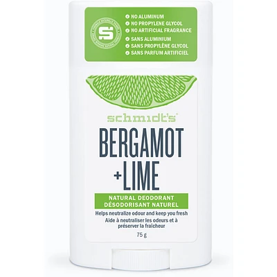 Schmidt's  Natural Origin Deodorant 48 Hour Protection Bergamot & Lime Deodorant for Men and Women 75 g