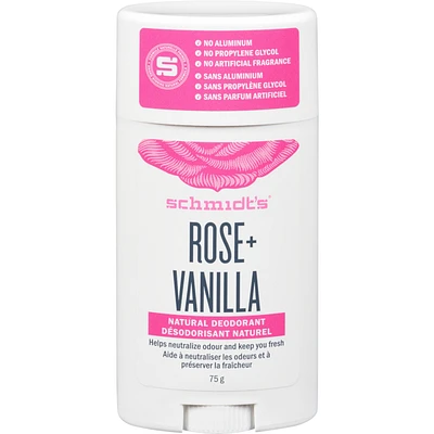 Schmidt's  Natural Origin Deodorant 48 Hour Protection Rose & Vanilla Deodorant for Men and Women 75 g