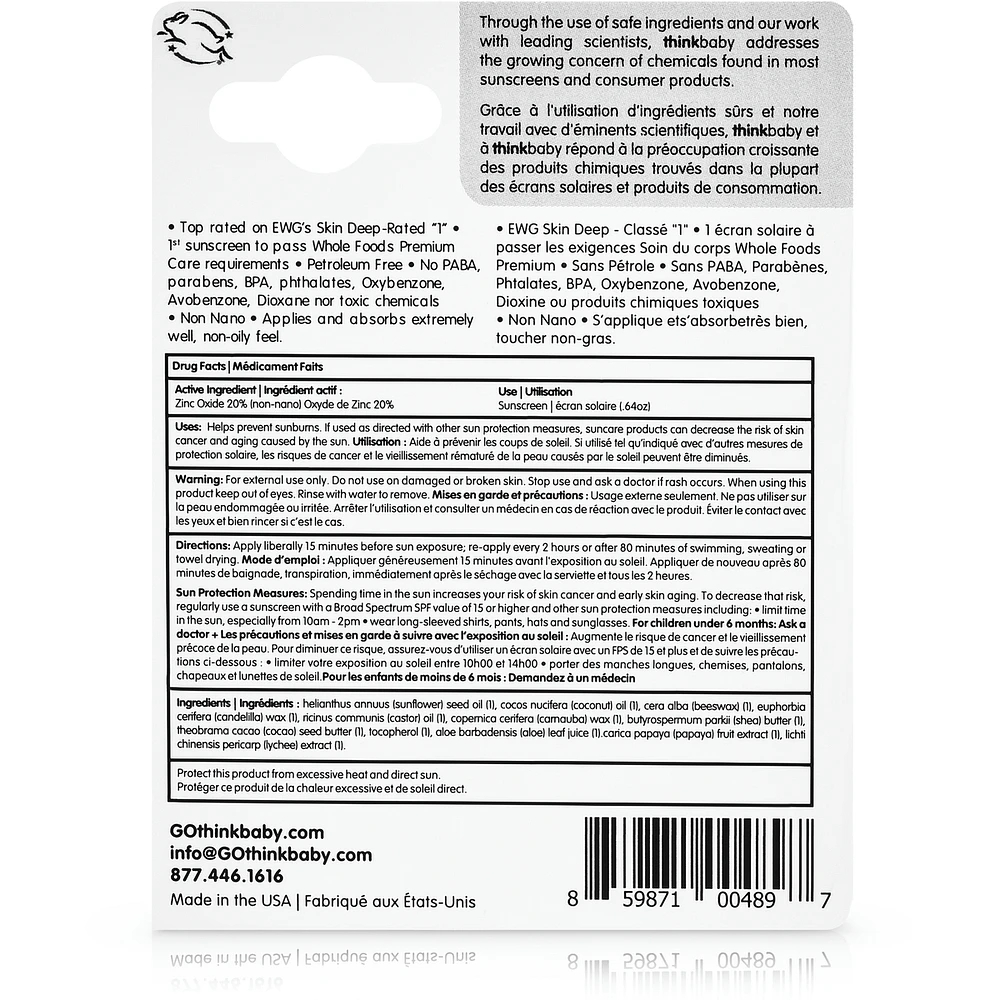 Thinksport Kids Safe Mineral Sunscreen StickSPF 30+