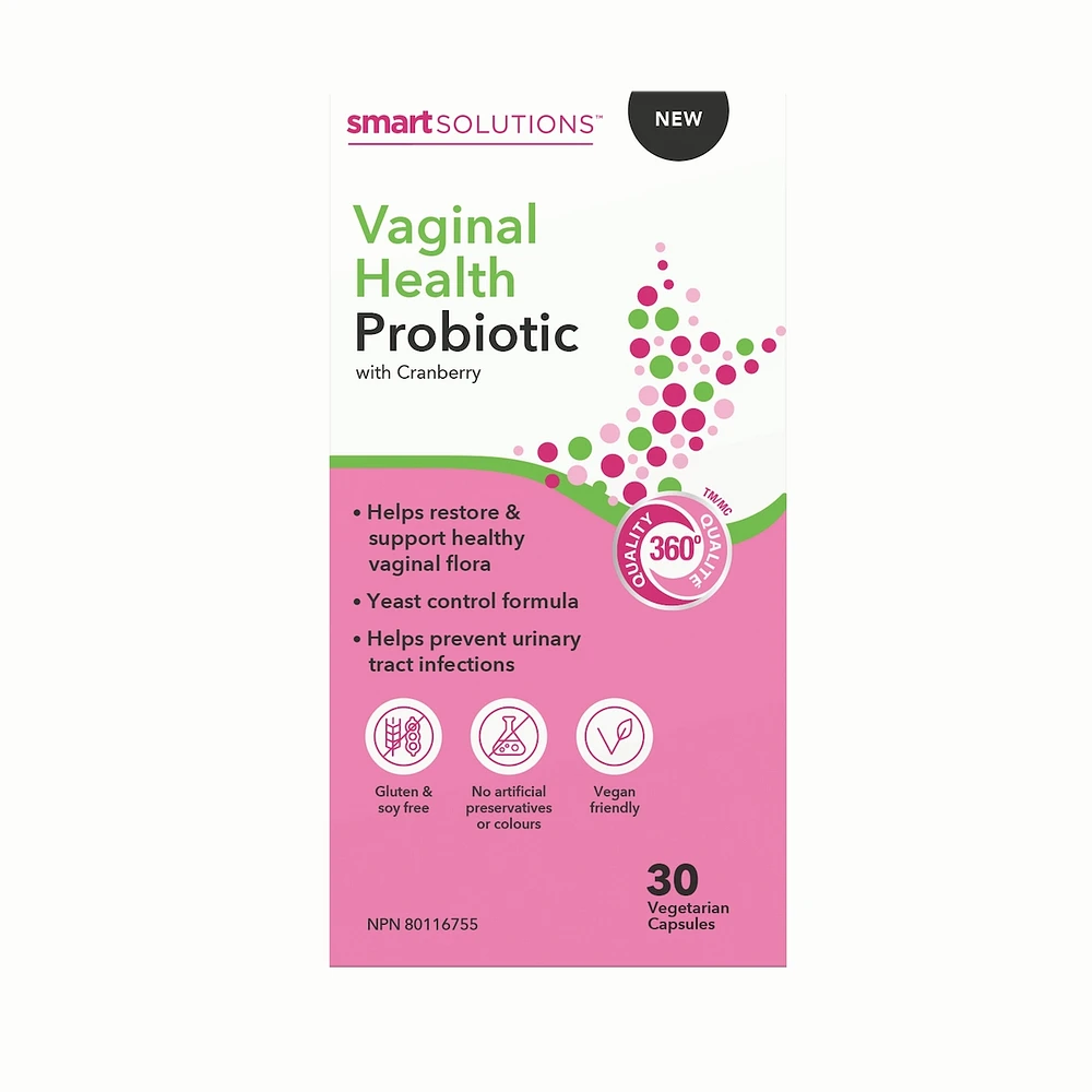 Smart Solutions Vaginal Health Probiotic with Cranberry, 30 Capsules