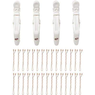 Clip Kit with 4 Alligator Clips and 30 Rose Gold Bobby Pins