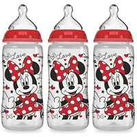 Nuk Disney Smooth Flow Mickey & Minnie Mouse Orthodontic Bottle 10oz, 3pk,Silicone